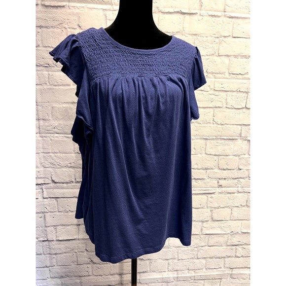 Banana Republic Tops - Banana Republic Periwinkle Blue Cotton Shirt w/Ruffle Sleeve